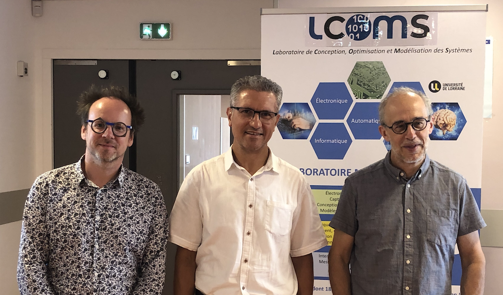 Le directeur du LCOMS avec le VP de l'Eurométropôle de Metz et le directeur du pôle AM2I